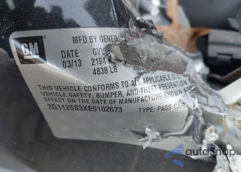 2014 Chevrolet Impala 2Lt from USA, damaged, VIN 2G1125S3XE9102673